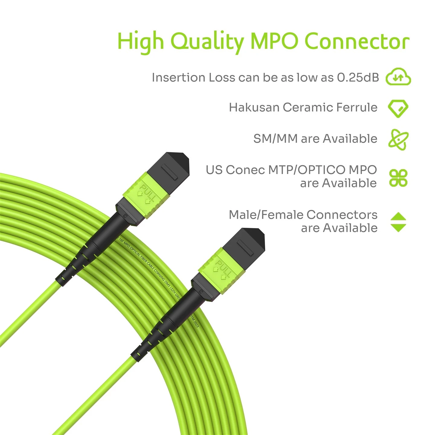 16F MPO Male To MPO Female Trunk Cable OM5 16F MPO Male To MPO Female Trunk Cable OM5