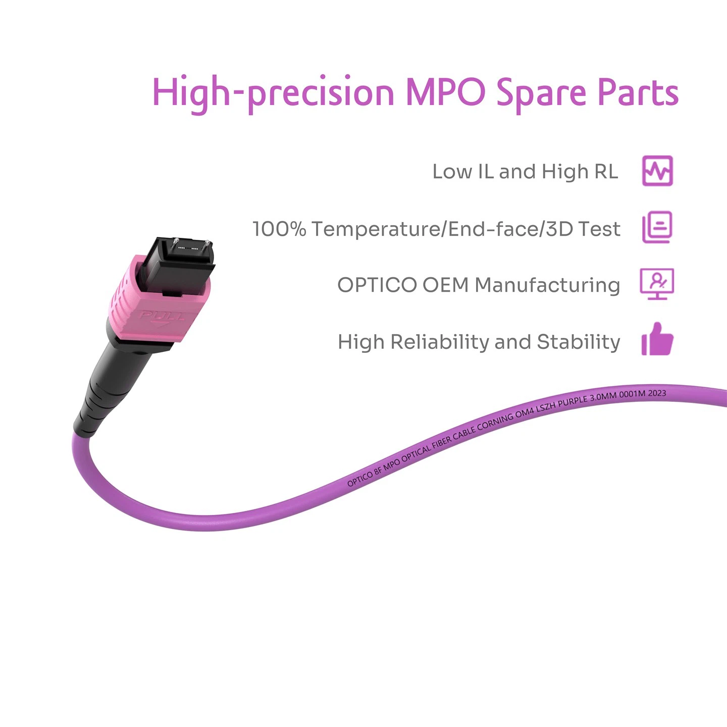 8F MPO To LC Fanout Cable OM4 Purple