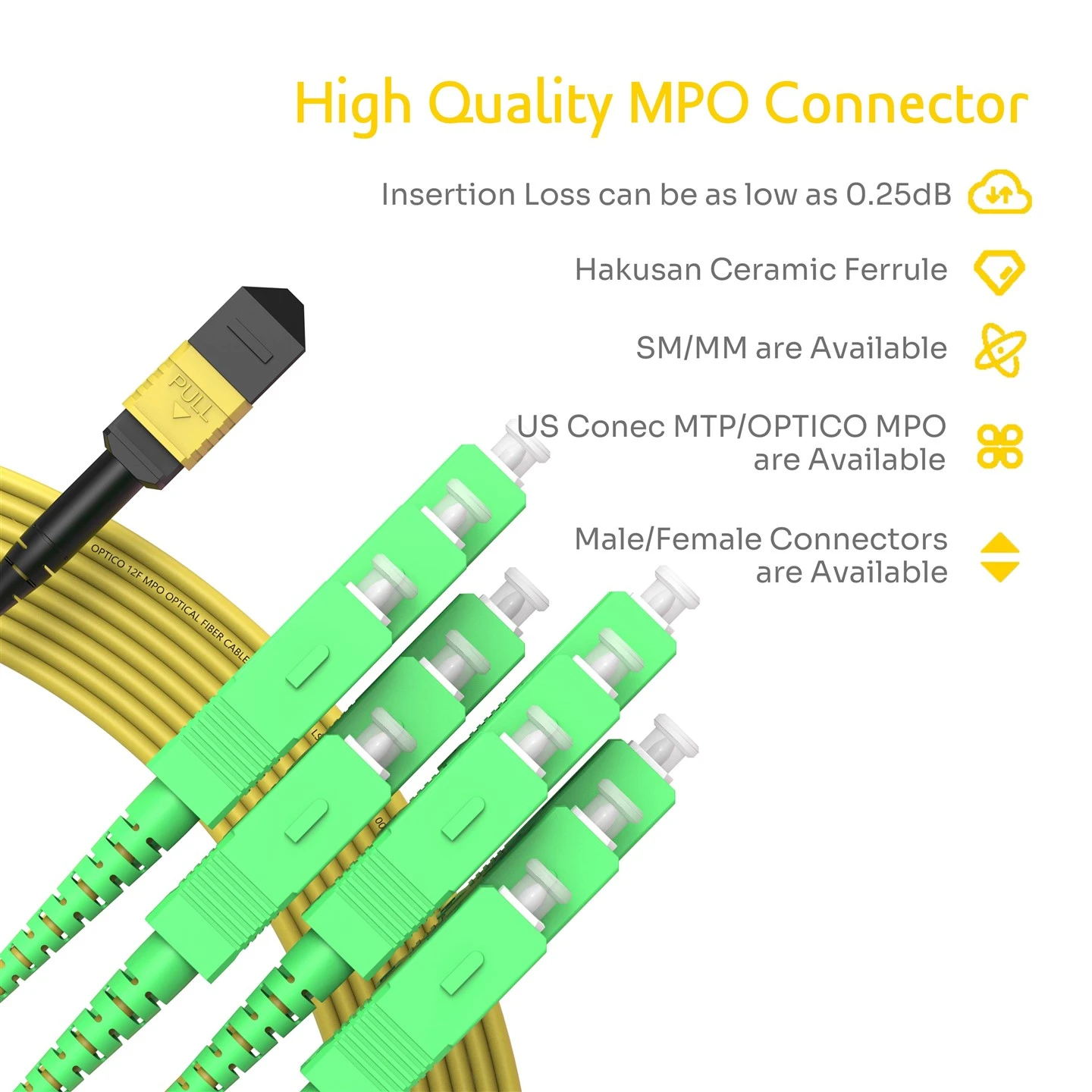 MTP-SC Fiber Optic MPO Patchcord 12 Fibers